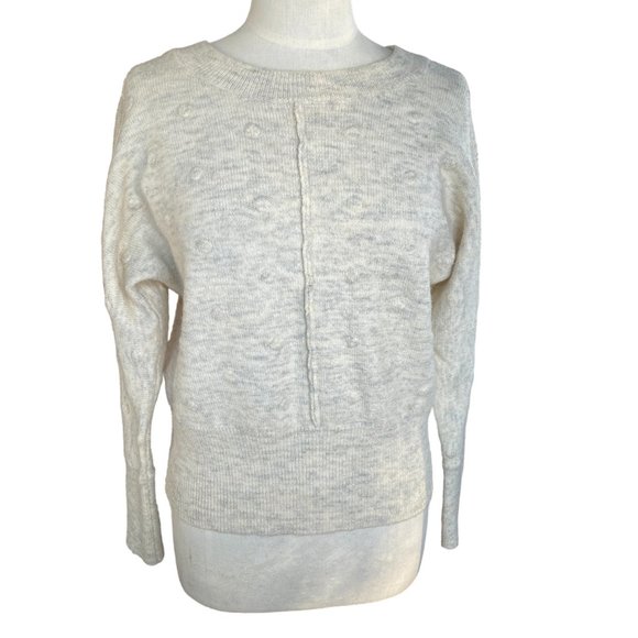 William Rast Alpaca Blend Back V-Neck Oatmeal Popcorn Polka Dot Sweater-XS - Picture 11 of 12